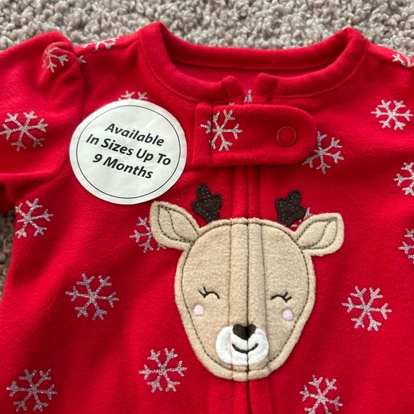 Carters Child of Mind Newborn Christmas Holiday One Piece Zip Up PJ’s NWOT - Picture 2 of 7